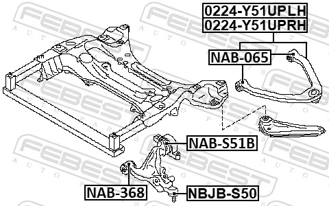 NAB368 Febest Silentblock de brazo de suspensión delantero inferior