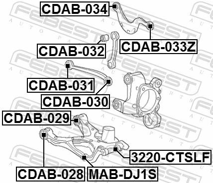 CDAB033Z Febest Silentblock del brazo superior de suspensión trasera