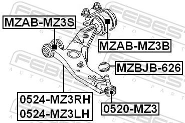 MZABMZ3S Febest Silentblock de brazo de suspensión delantero inferior