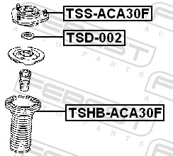 TSD002 Febest Retén del cojinete de la base delantera del amortiguador