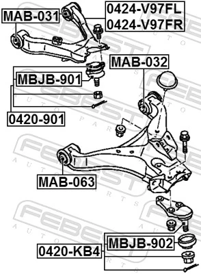 MBJB901 Febest Fuelle superior de rótula