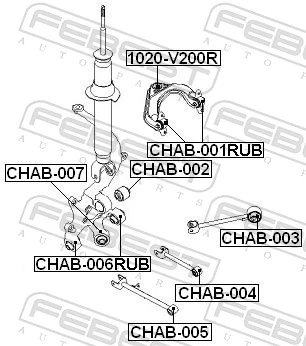 CHAB001RUB Febest Silentblock del brazo superior de suspensión trasera
