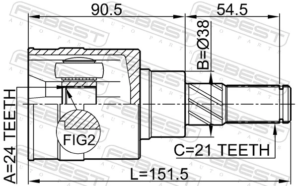 0211T30R Febest Junta homocinética interior trasera