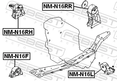 NMN16RH Febest Soporte de motor derecho