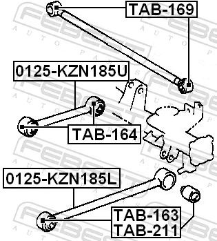 TAB164 Febest Buje del brazo longitudinal superior trasero