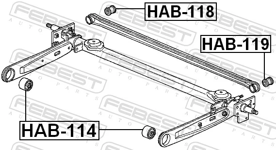 HAB114 Febest Silentblock del puente trasero