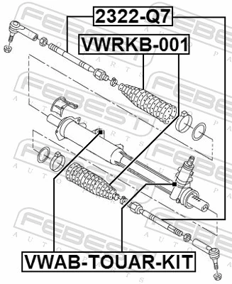VWABTOUARKIT Febest Silentblock de montaje de la cremallera de dirección