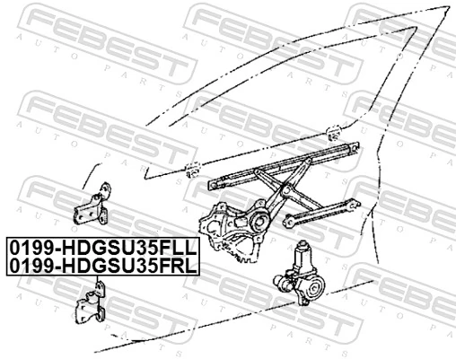 0199HDGSU35FLL Febest Bisagra de puerta delantera izquierda