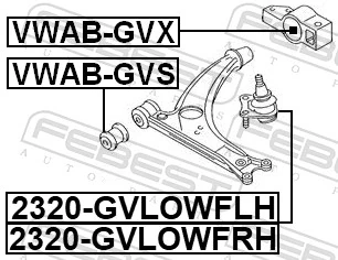 VWABGVX Febest Silentblock de brazo de suspensión delantero inferior