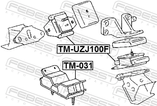 TMUZJ100F Febest Almohada del Motor Izquierda / Derecha