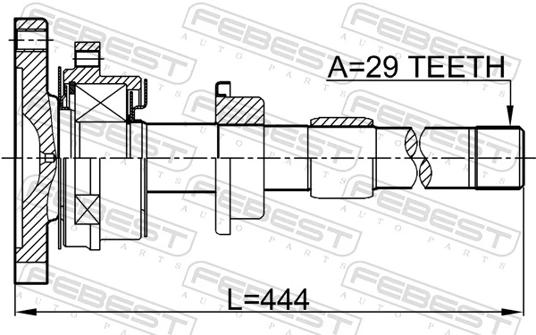 0212T30MTRH Febest Árbol de transmisión intermedio
