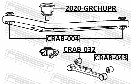 CRAB043 Febest Buje del brazo inferior trasero