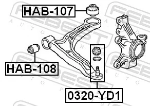 HAB107 Febest Silentblock de brazo de suspensión delantero inferior