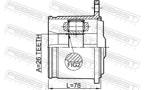 0111GX100R Febest Junta homocinética interior trasera