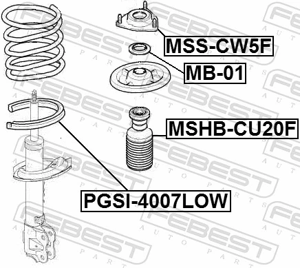 PGSI4007LOW Febest Espaciador de goma inferior del resorte delantero