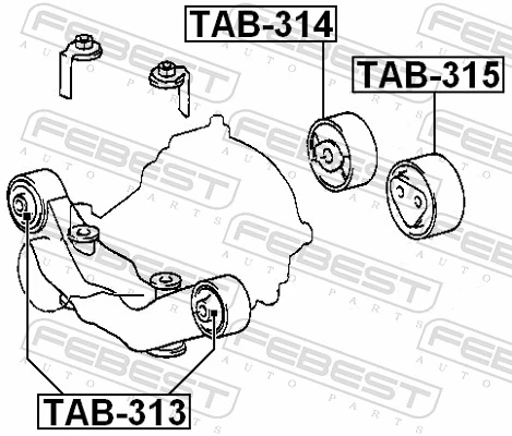 TAB313 Febest Silentblock delantero del soporte de la traviesa del diferencial trasero