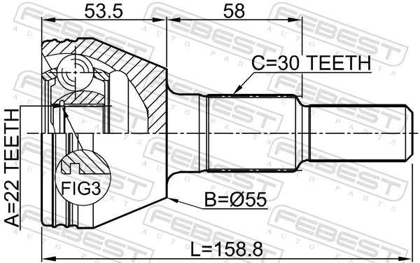1010C100 Febest Junta homocinética exterior trasera