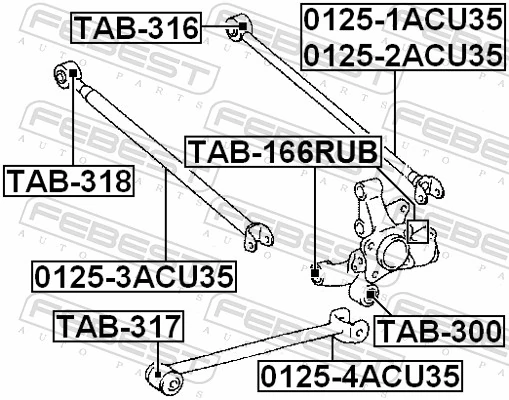 TAB166RUB Febest Buje de mangueta trasera
