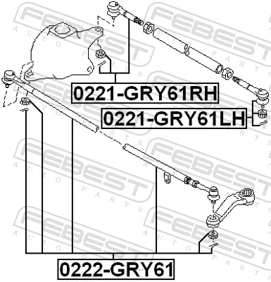 0222GRY61 Febest Barra central de dirección delantera
