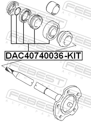 DAC40740036KIT Febest Cojinete exterior del semieje trasero