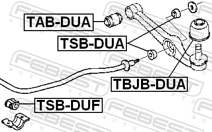 TABDUA Febest Silentblock de brazo de suspensión delantero inferior