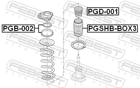 PGB002 Febest Rodamiento, copela amortiguador delantero