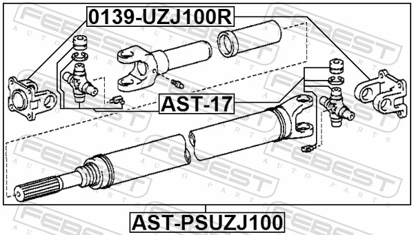 0139UZJ100R Febest Brida delantera del eje de transmisión