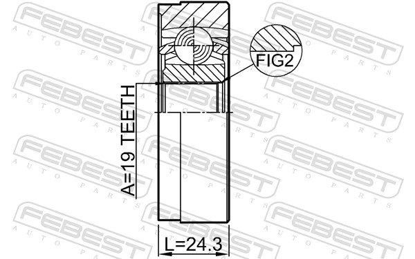 2711XC60SHA Febest Junta homocinética delantera del eje cardán trasero