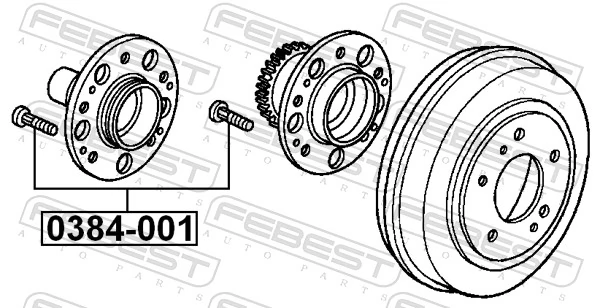 0384001 Febest Espárrago de rueda trasera