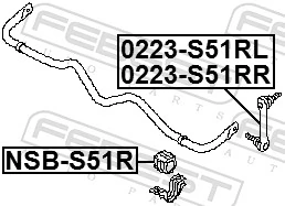 NSBS51R Febest Buje de barra estabilizadora trasera