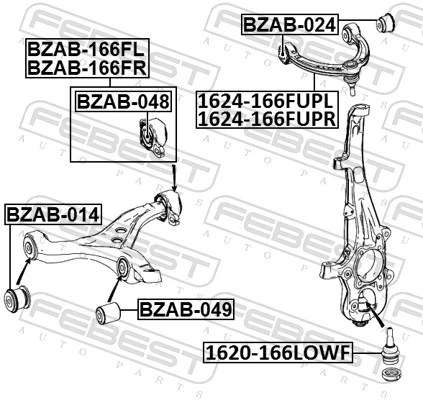 BZAB048 Febest Silentblock de brazo de suspensión delantero inferior