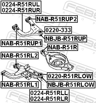 NABR51RL2 Febest Buje del brazo inferior trasero