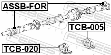 TCB005 Febest Rodamiento central del eje de transmisión trasero
