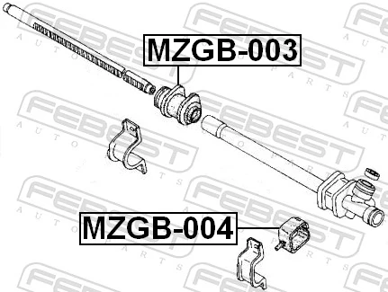 MZGB004 Febest Buje de fijación izquierdo de la cremallera de dirección