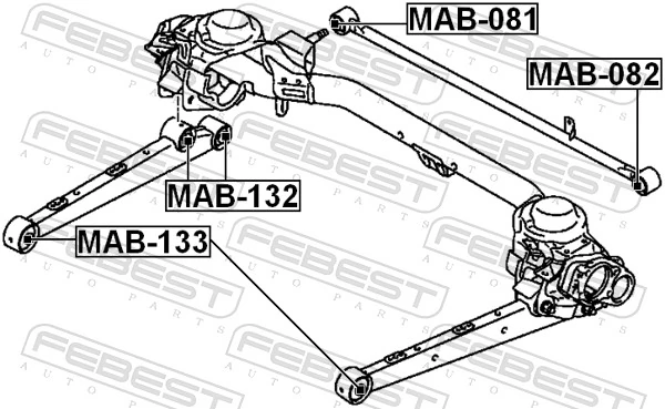 MAB132 Febest Silentblock de brazo longitudinal trasero