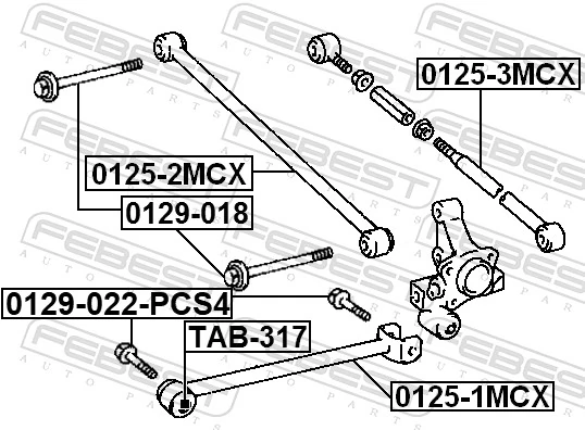 0129018 Febest Perno exterior del brazo de caída trasero