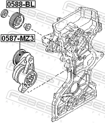  Polea inversión / guía, correa poli V Mazda 3 