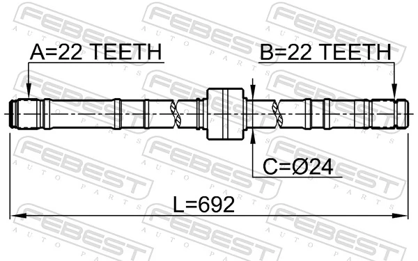 0212P10RH Febest Semieje delantero derecho