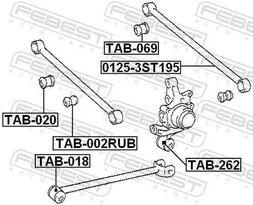 TAB002RUB Febest Buje exterior del brazo transversal trasero