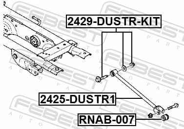 2429DUSTRKIT Febest Perno interior del brazo de caída trasero