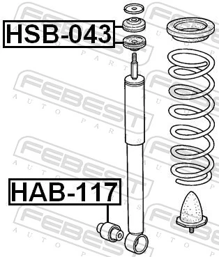 HSB043 Febest Buje de vástago de amortiguador trasero