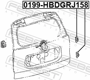 0199HBDGRJ158 Febest Bisagra inferior izquierda de puerta trasera batiente