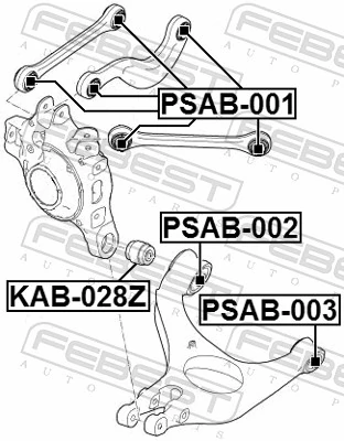PSAB002 Febest Buje del brazo inferior trasero