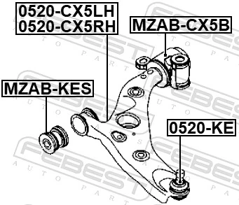 MZABCX5B Febest Silentblock de brazo de suspensión delantero inferior