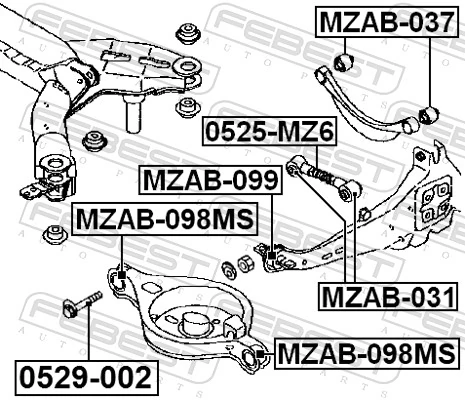 MZAB098MS Febest Buje del brazo inferior trasero
