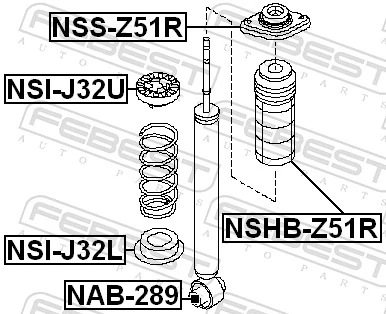 NSHBZ51R Febest Guardapolvo del amortiguador trasero
