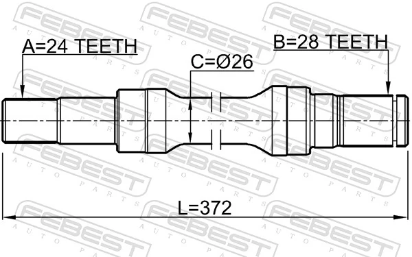 0512M323RH Febest Árbol de transmisión intermedio