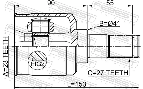1211TUC20AT Febest Junta homocinética interna delantera