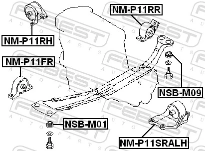 NMP11SRALH Febest Cojín del motor