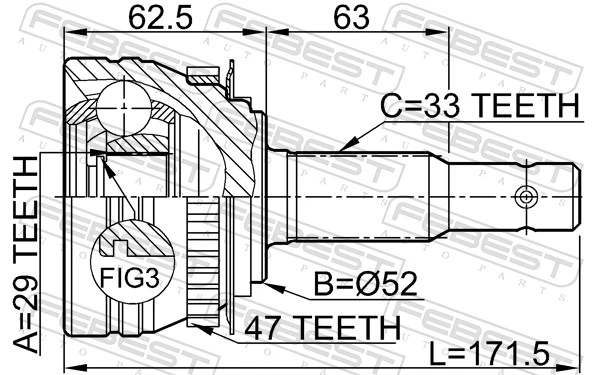 Junta homocinética exterior delantera Euroex EX57801
